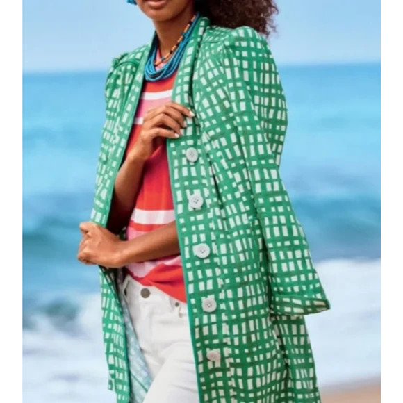 CAbi Green Patterned Belted Blazer - Picture 7 of 16